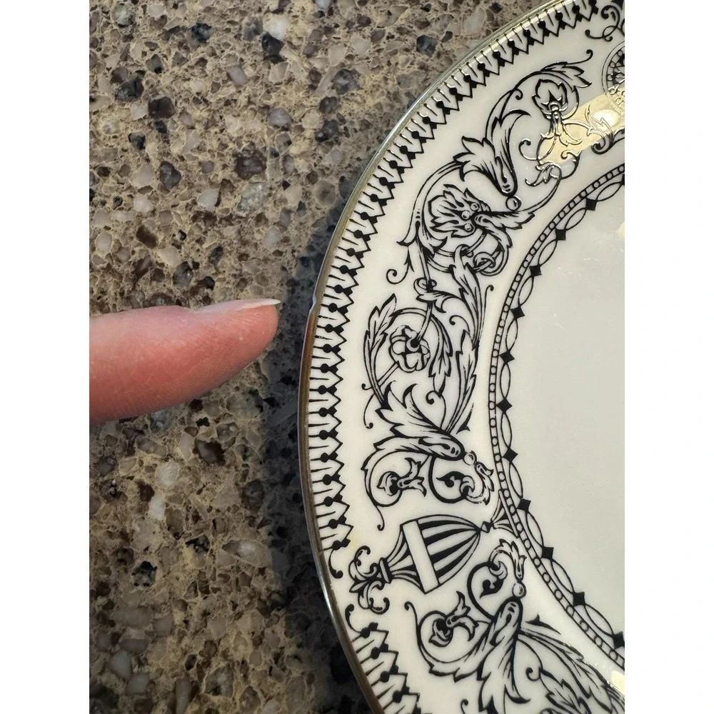 Royal Worcester 1966 Padua Plates Set of 4 Black White Bone China England 6